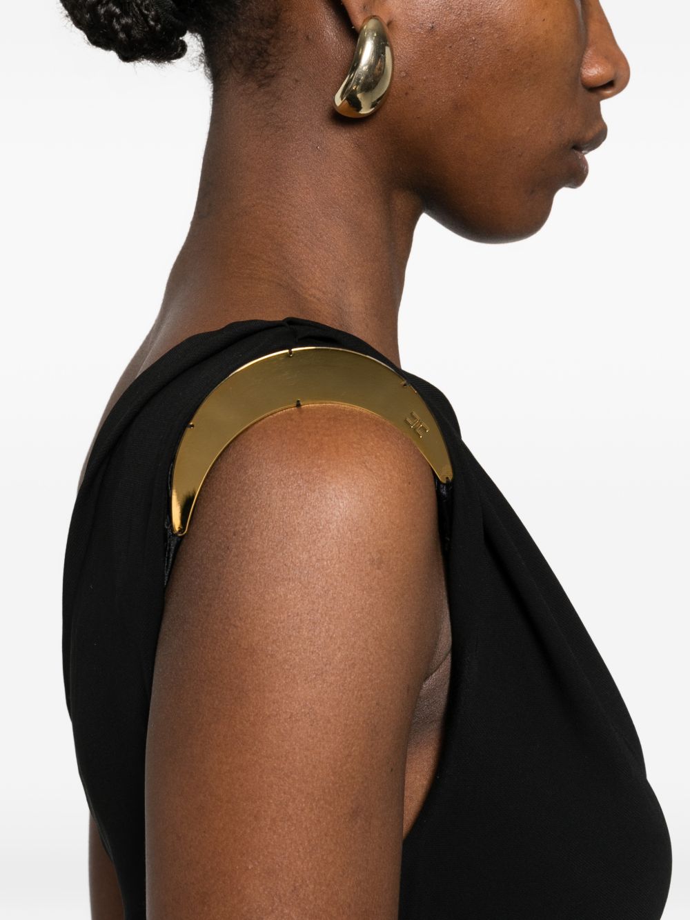 ELISABETTA FRANCHI Body asimmetrico monospalla in tessuto nero