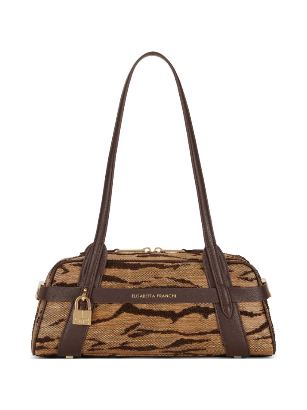 ELISABETTA FRANCHI Borsa a spalla marrone con stampa tigre