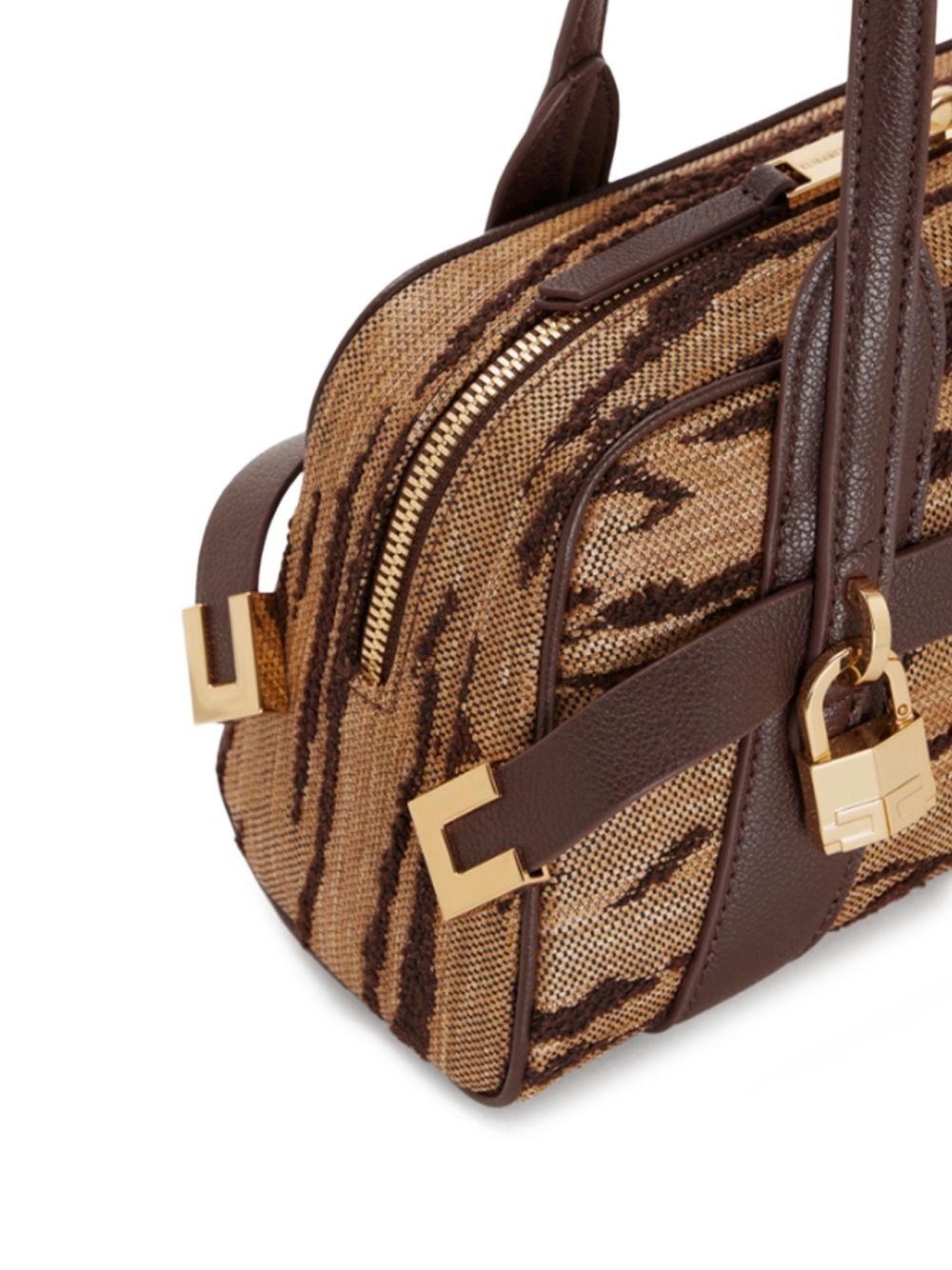 ELISABETTA FRANCHI Borsa a spalla marrone con stampa tigre