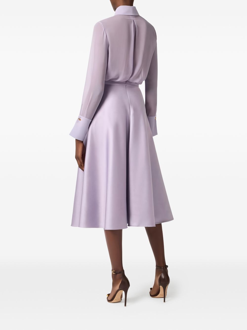 ELISABETTA FRANCHI Camicia a maniche lunghe in seta lilla