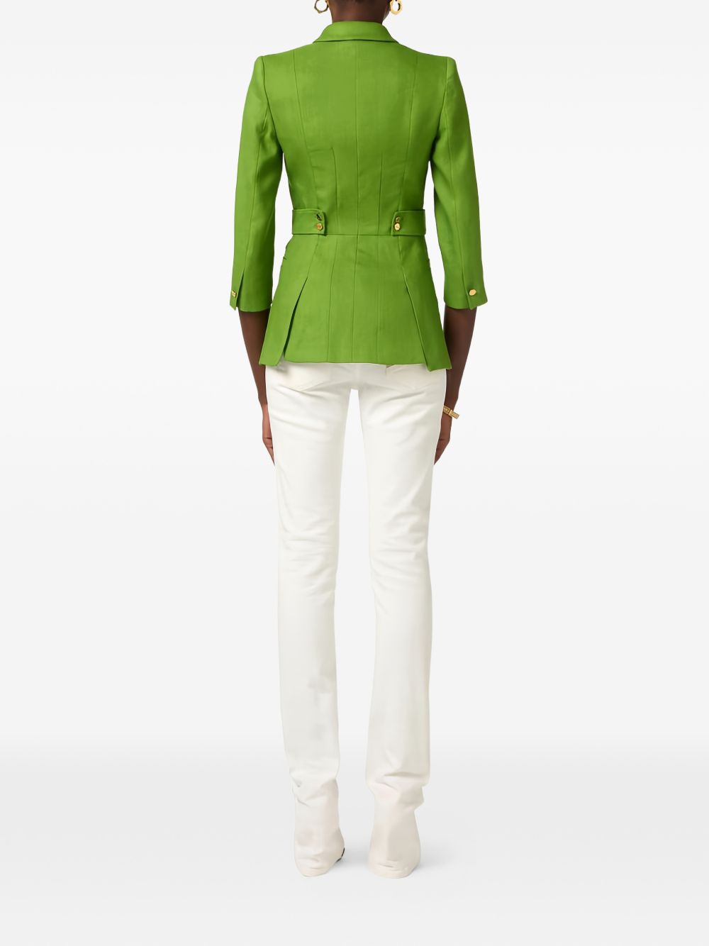 ELISABETTA FRANCHI Blazer strutturato verde con maniche a 3/4