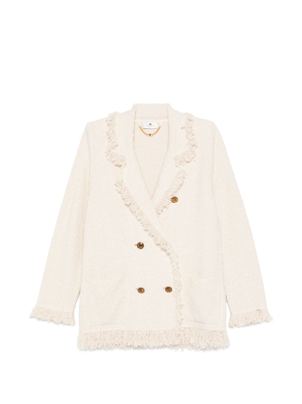 ELISABETTA FRANCHI Giacca blazer doppiopetto con frange