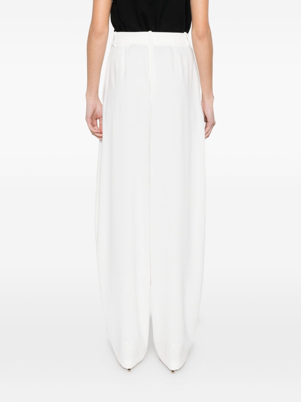 ELISABETTA FRANCHI Pantaloni a gamba larga in tessuto bianco