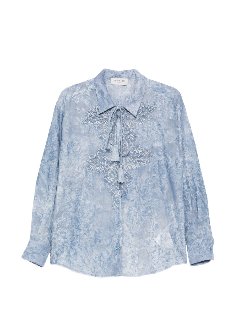 ERMANNO FIRENZE Camicia azzurra con ruches