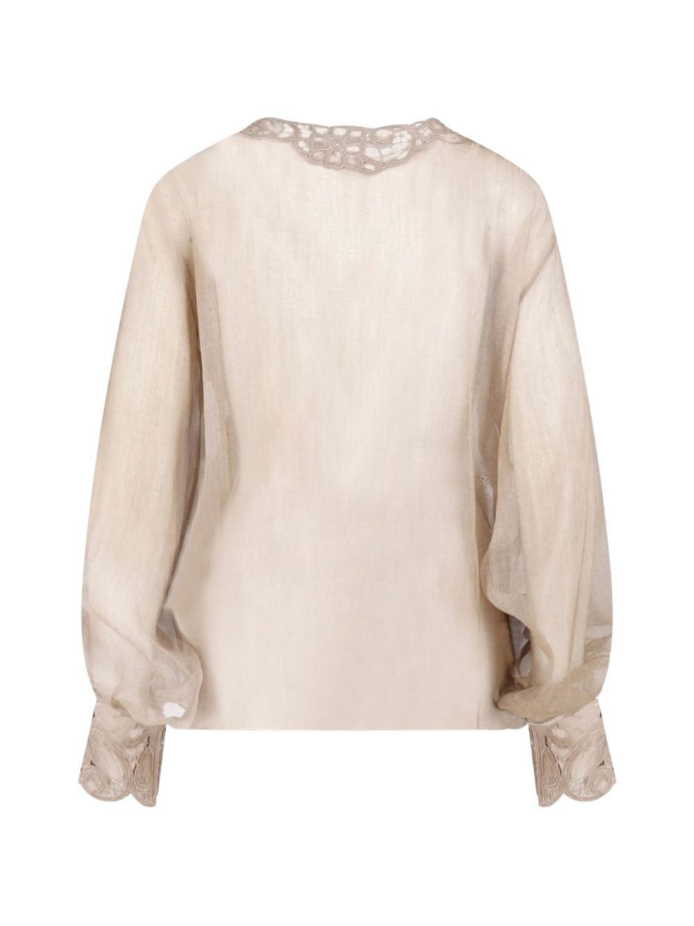 ERMANNO SCERVINO Blusa color sabbai con dettagli in crochet
