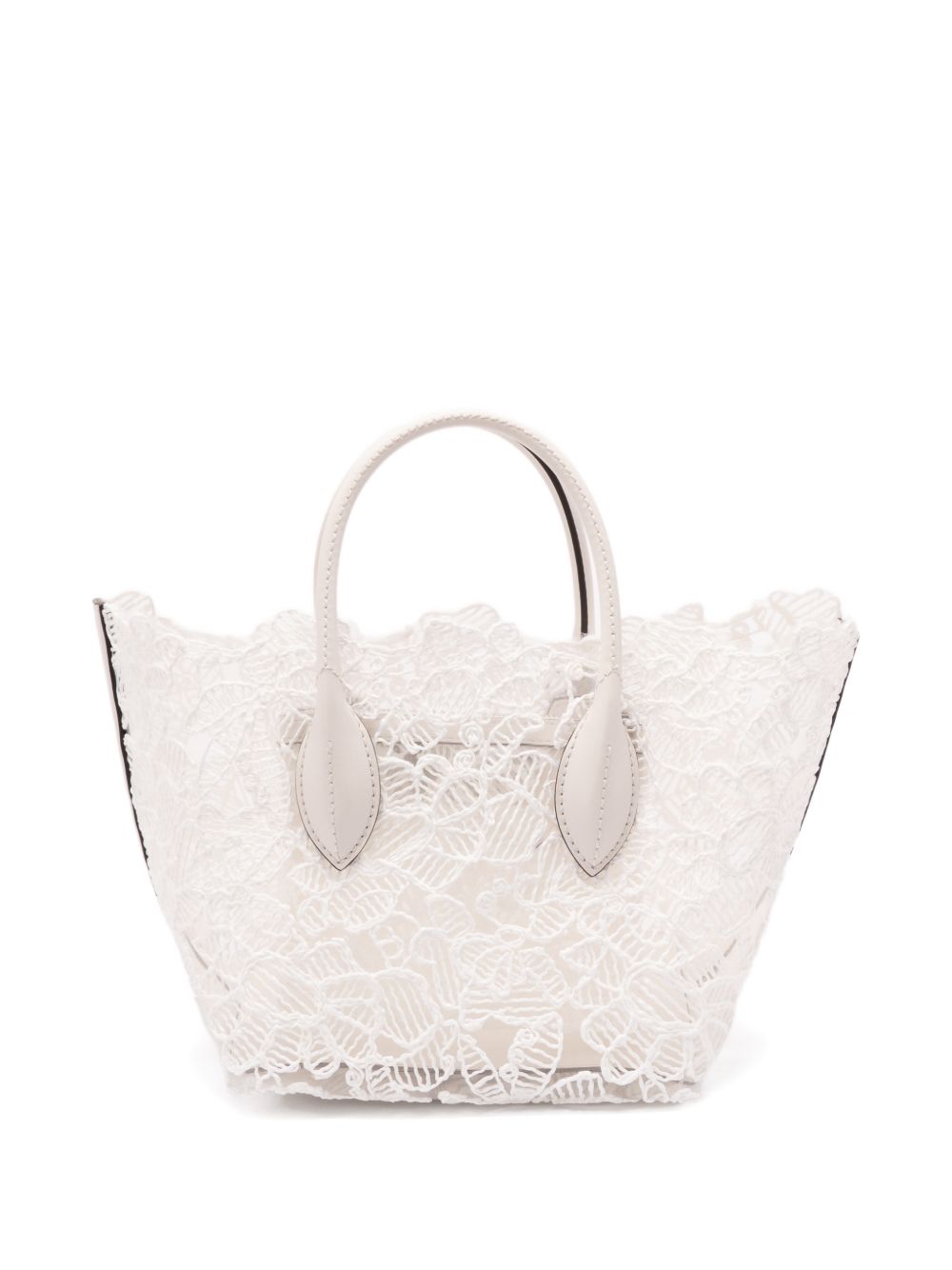 ERMANNO SCERVINO Borsa tote in pizzo floreale bianca con manici superiori