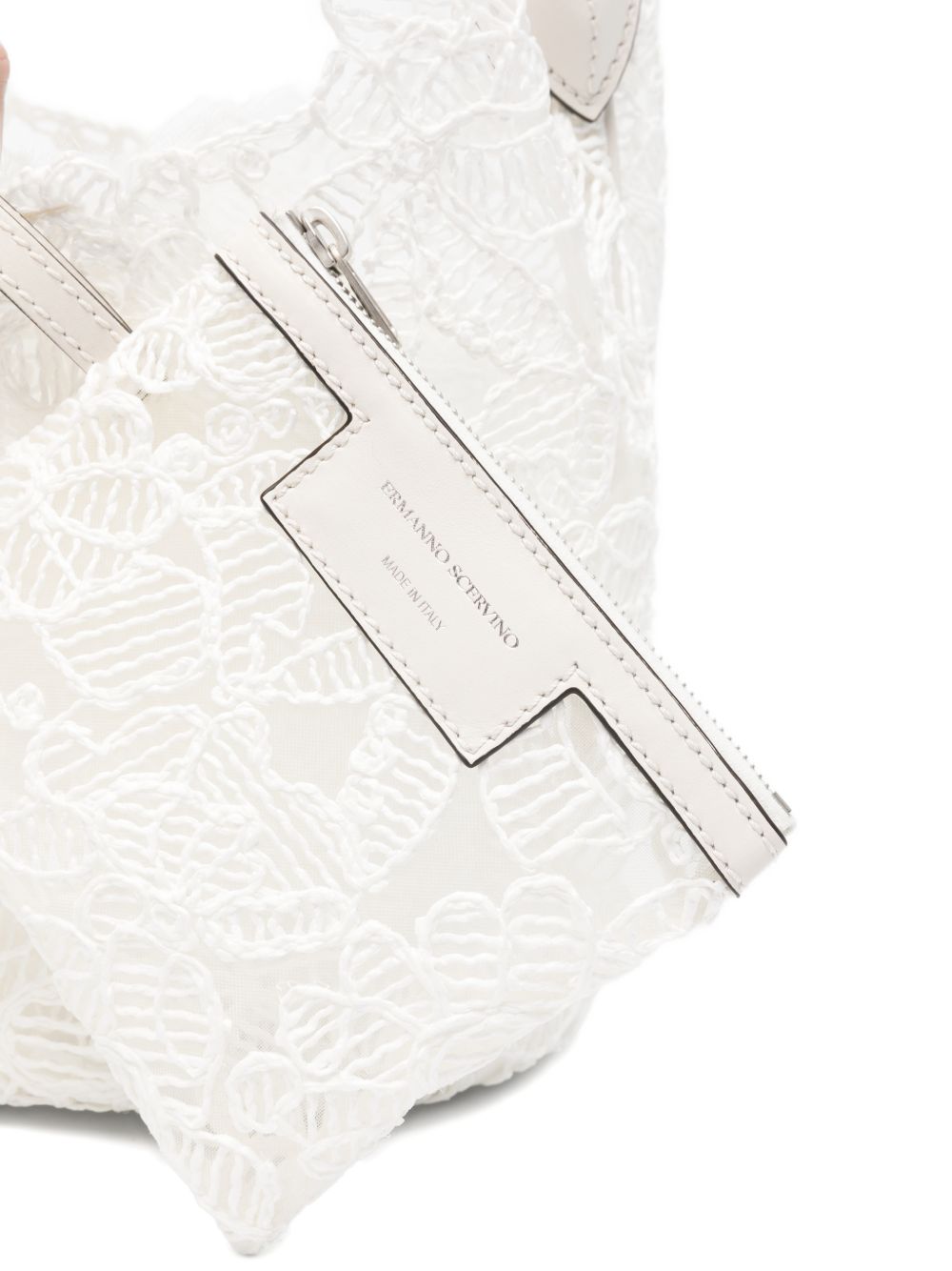 ERMANNO SCERVINO Borsa tote in pizzo floreale bianca