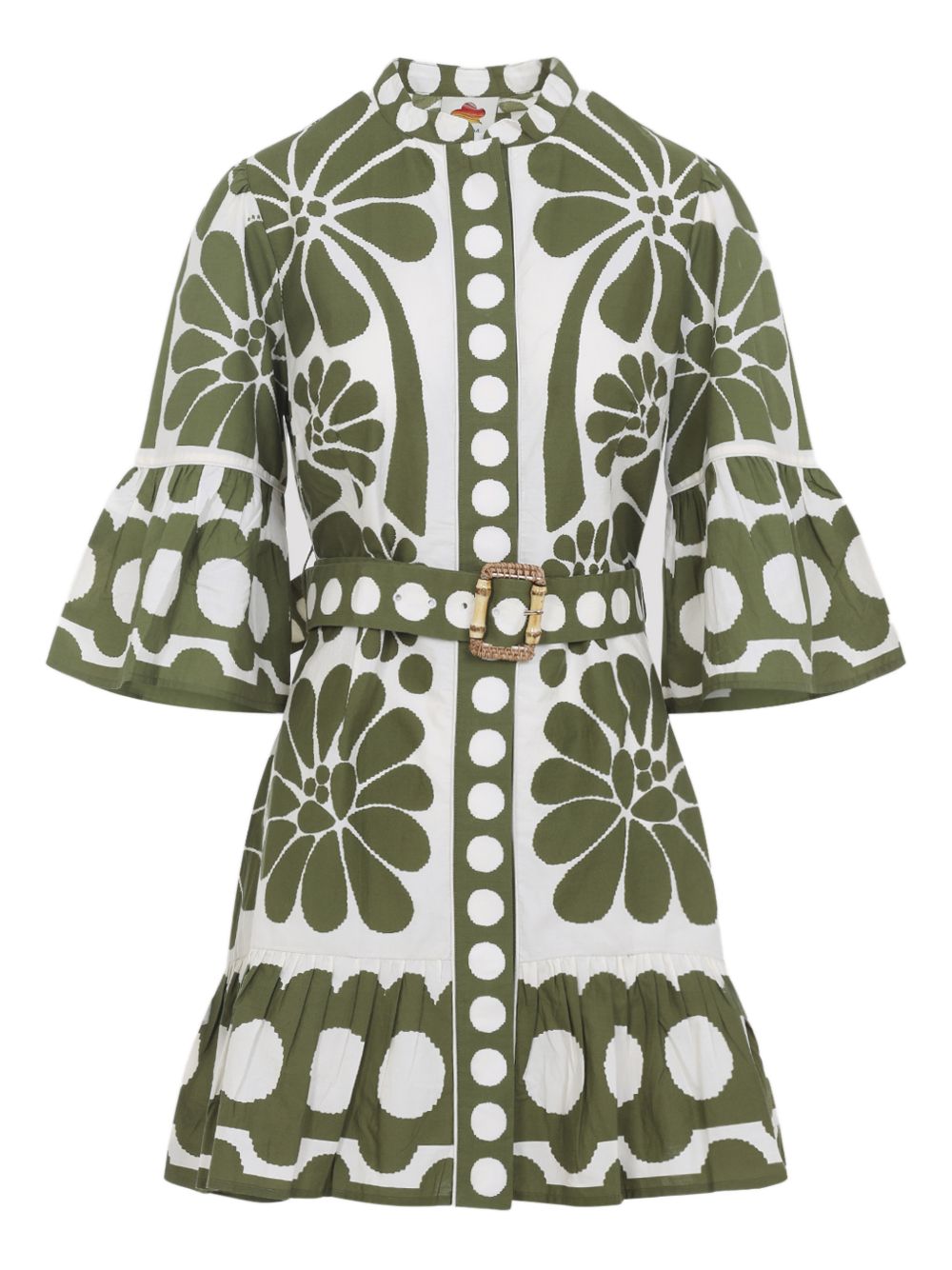 FARM RIO Abito con stampa floreale in cotone verde