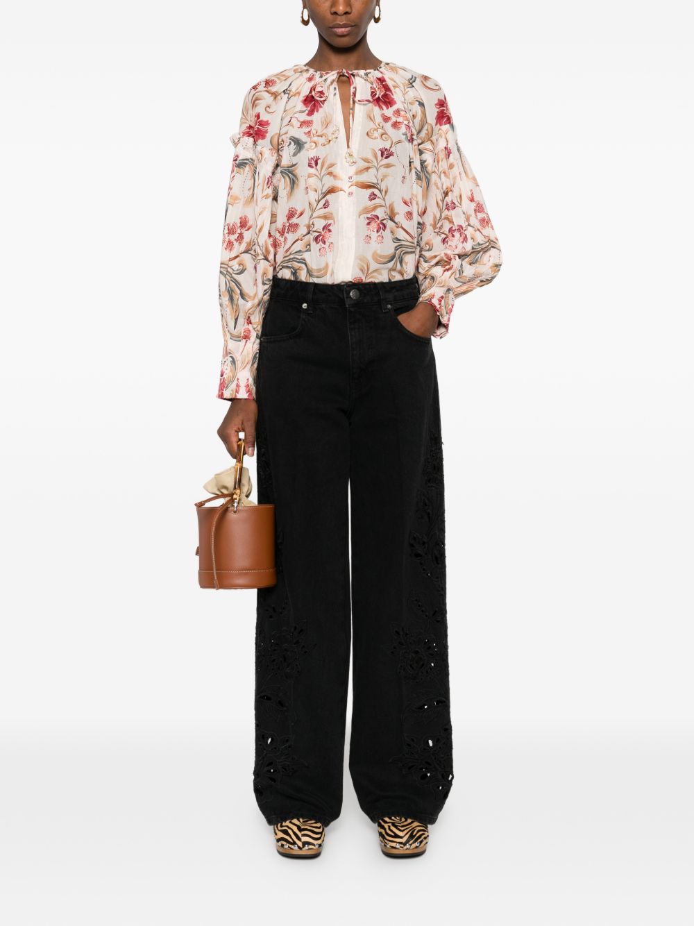 FARM RIO Blusa con stampa floreale in cotone multicolore