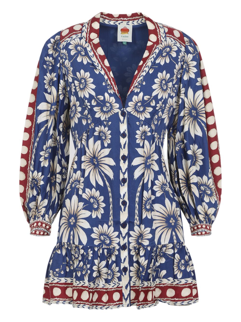 FARM RIO Mini abito con stampa floreale in cotone blu