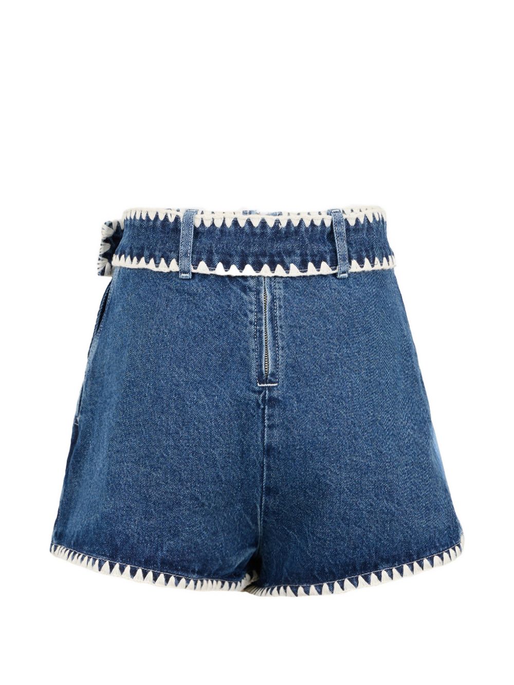FARM RIO Shorts in cotone denim blu con dettagli crochet