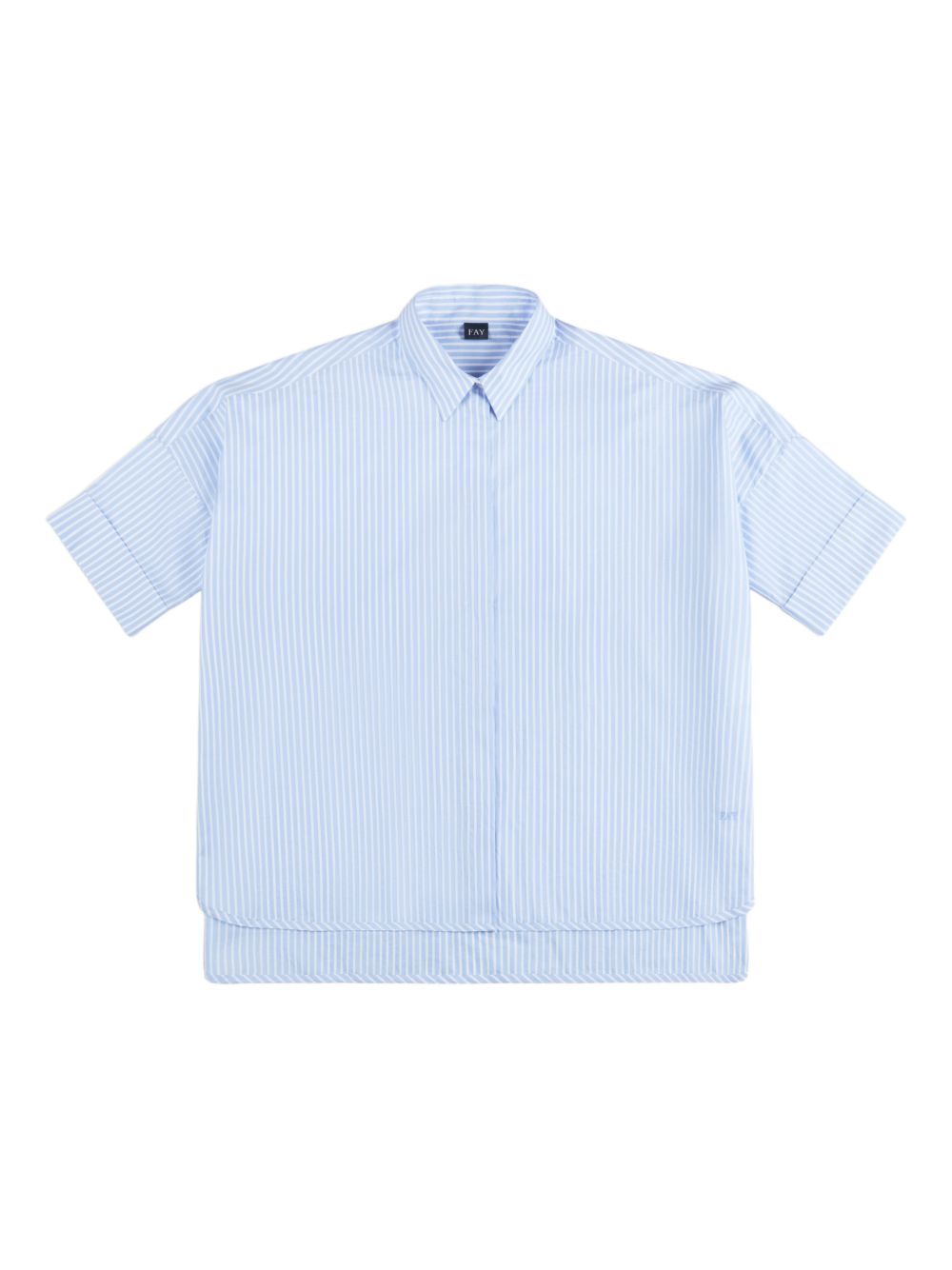 FAY Camicia in cotone elasticizzato a righe azzurre