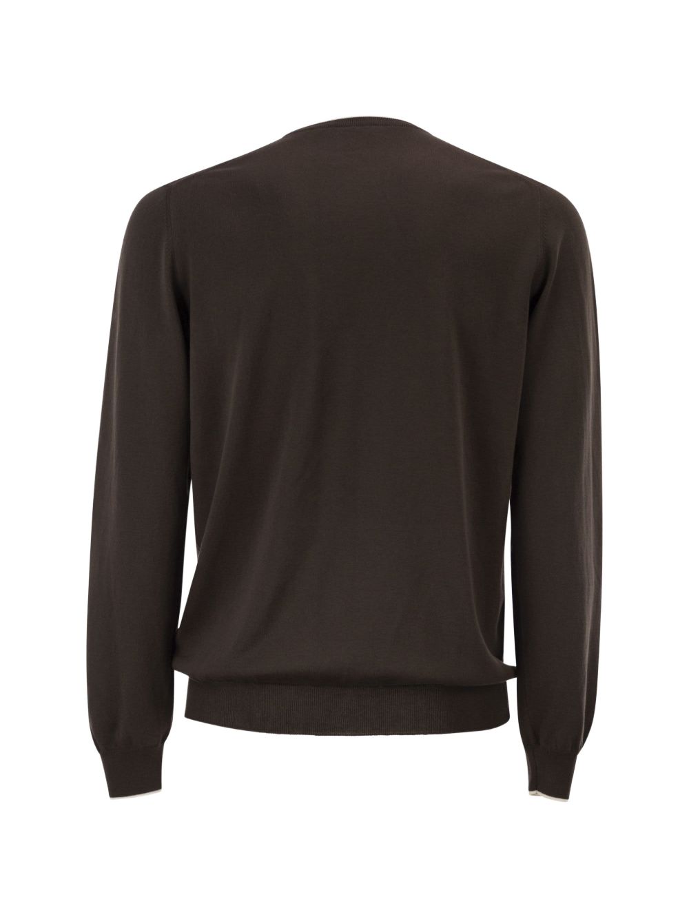 FAY Maglia in cotone marrone con scollo girocollo