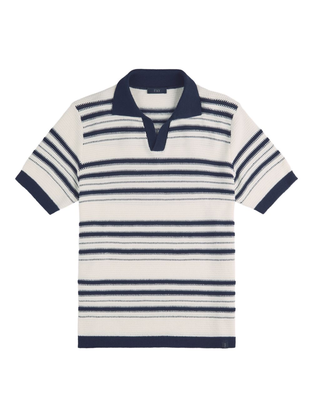 FAY Polo in maglia crema a righe con scollo a V