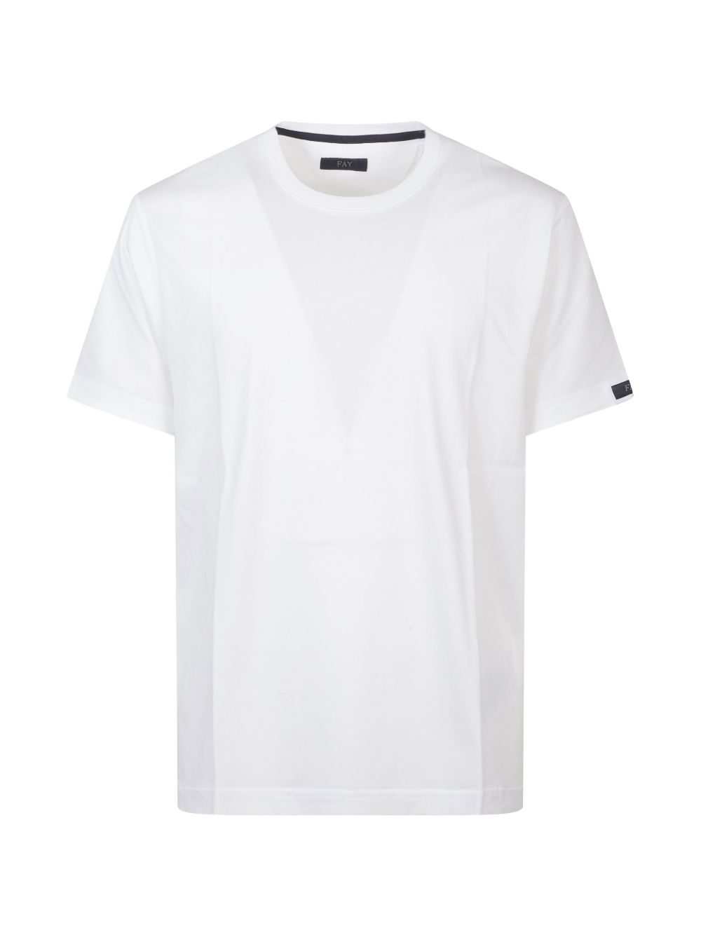 FAY T-shirt in cotone bianco a maniche corte girocollo