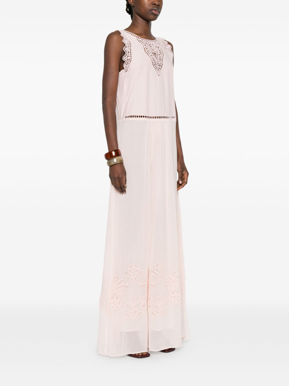 FORTE FORTE Abito My Dress con ricami in pizzo in cotone rosa