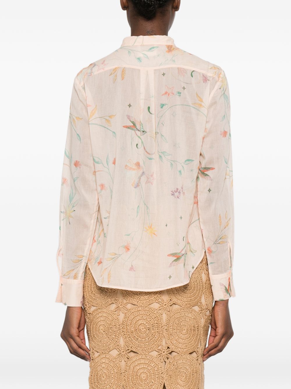 FORTE FORTE Camicia a maniche lunghe rosa con fantasia floreale