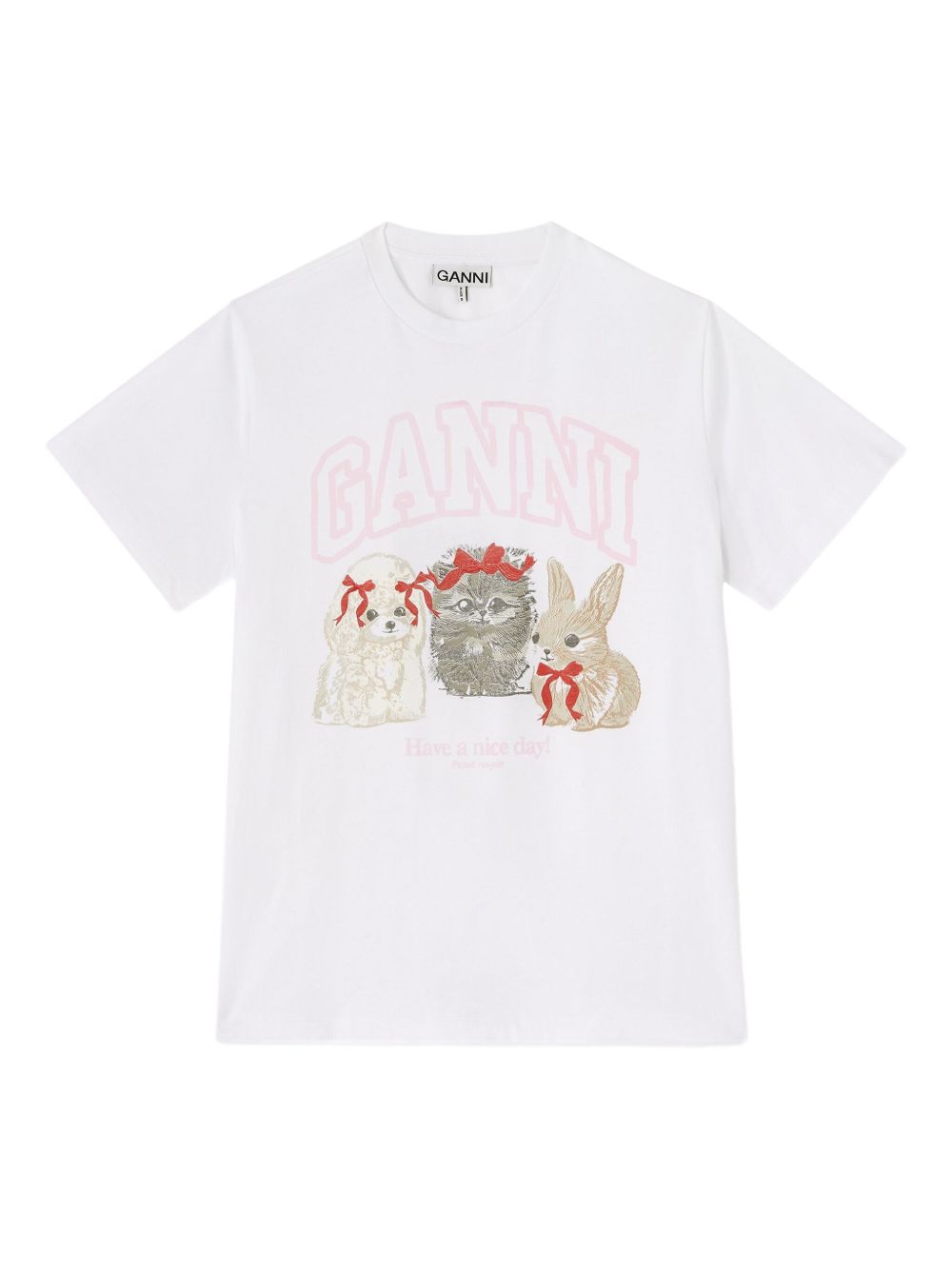 GANNI T-shirt in cotone con stampa animali