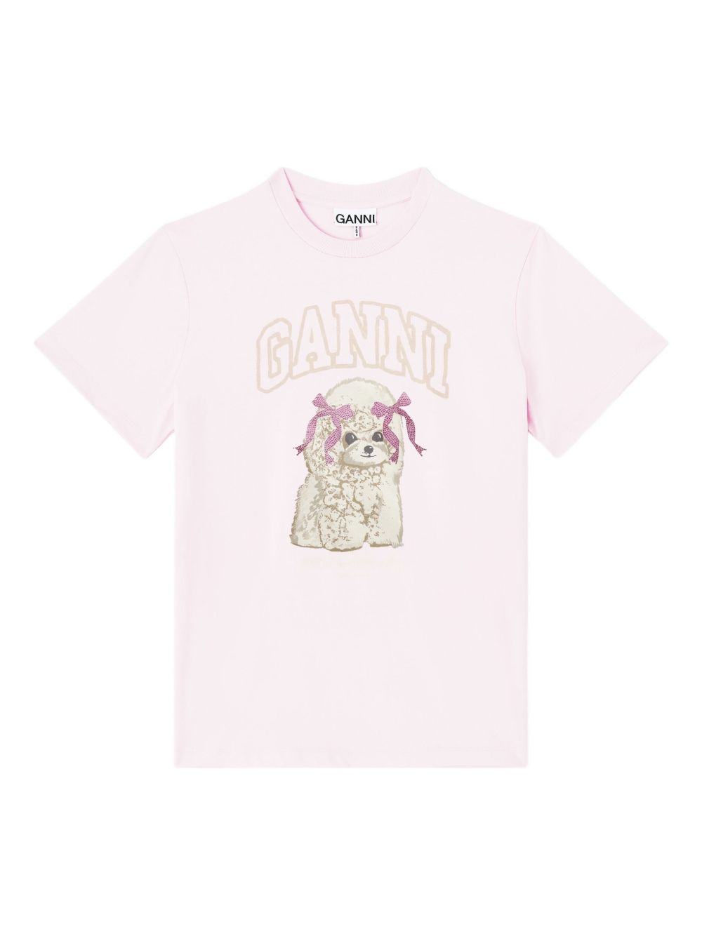 GANNI T-shirt rosa con stampa cane