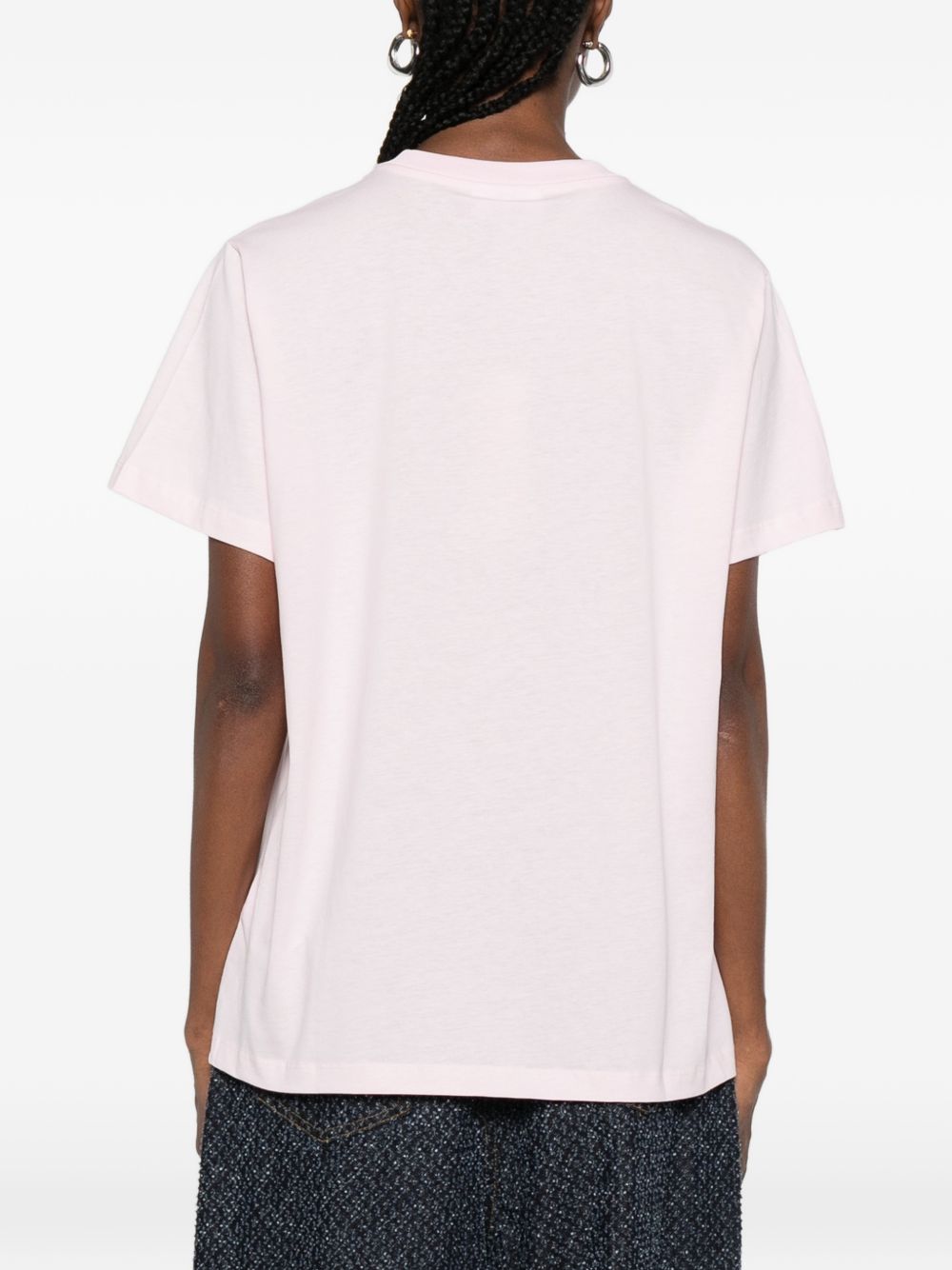 GANNI T-shirt rosa con stampa teddy