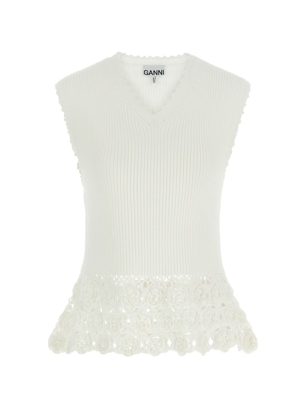 GANNI Top in maglia avorio