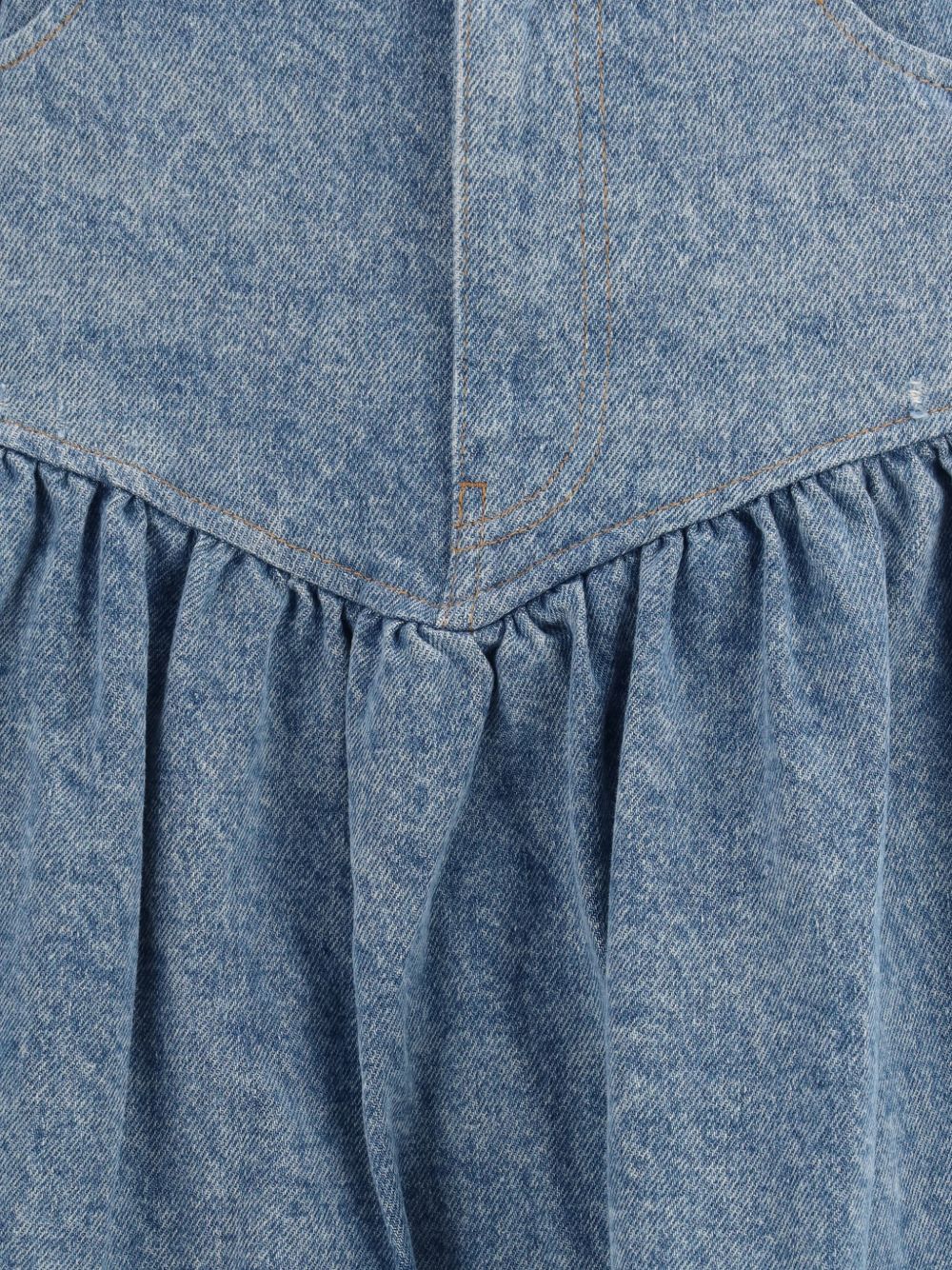 GANNI Gonna midi in denim di cotone con dettaglio cucitura combinata e increspature