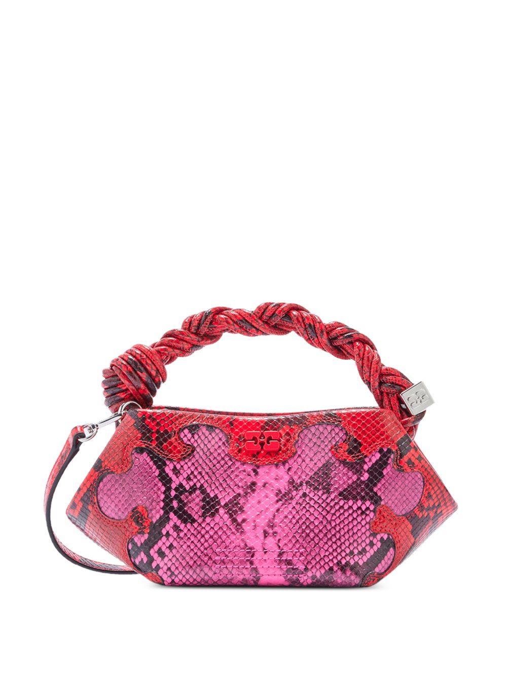 GANNI Borsa Bou Mini Snake rosa e rosso con tracolla