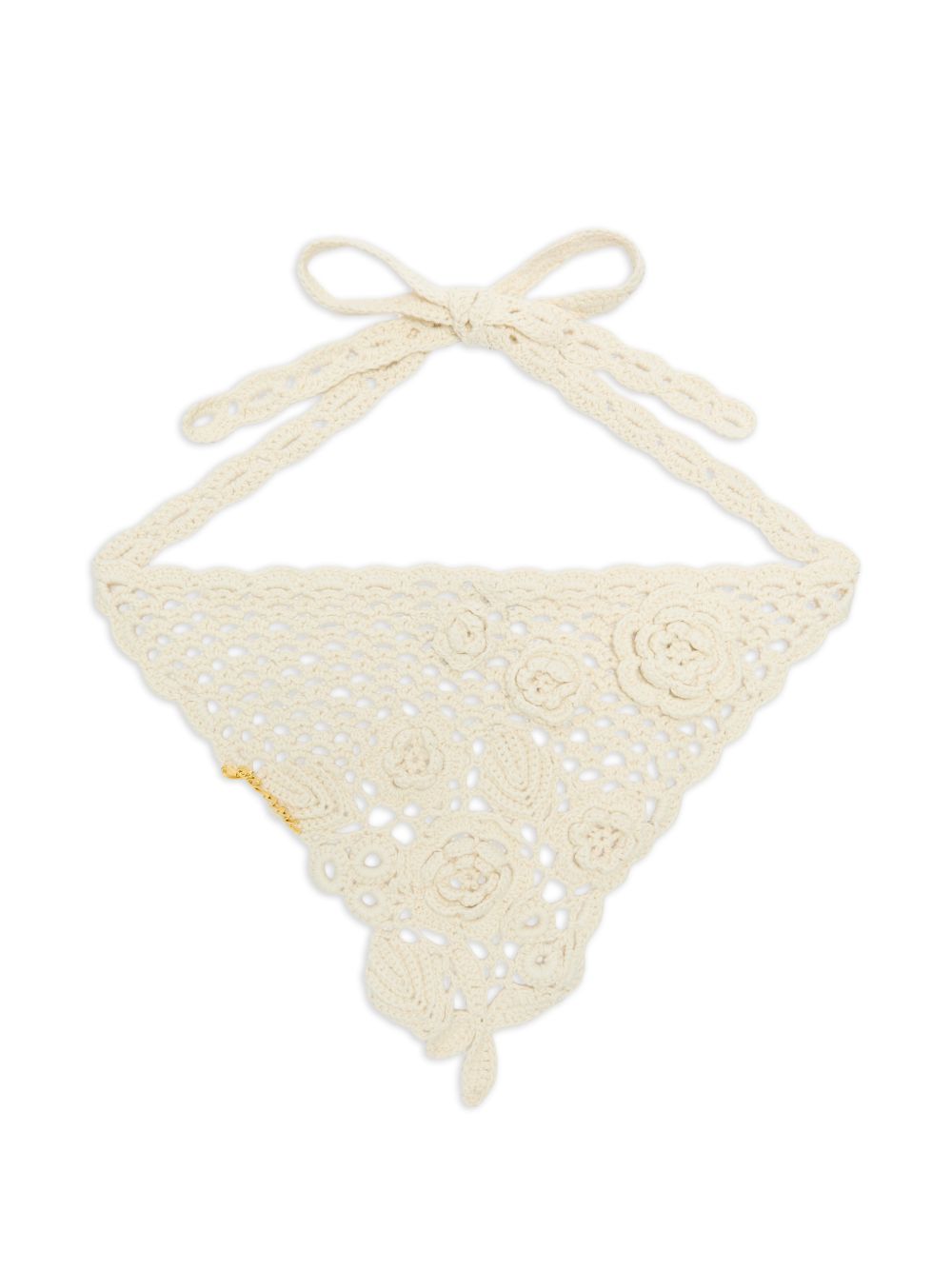 GANNI Foulard per la testa in cotone crochet bianco