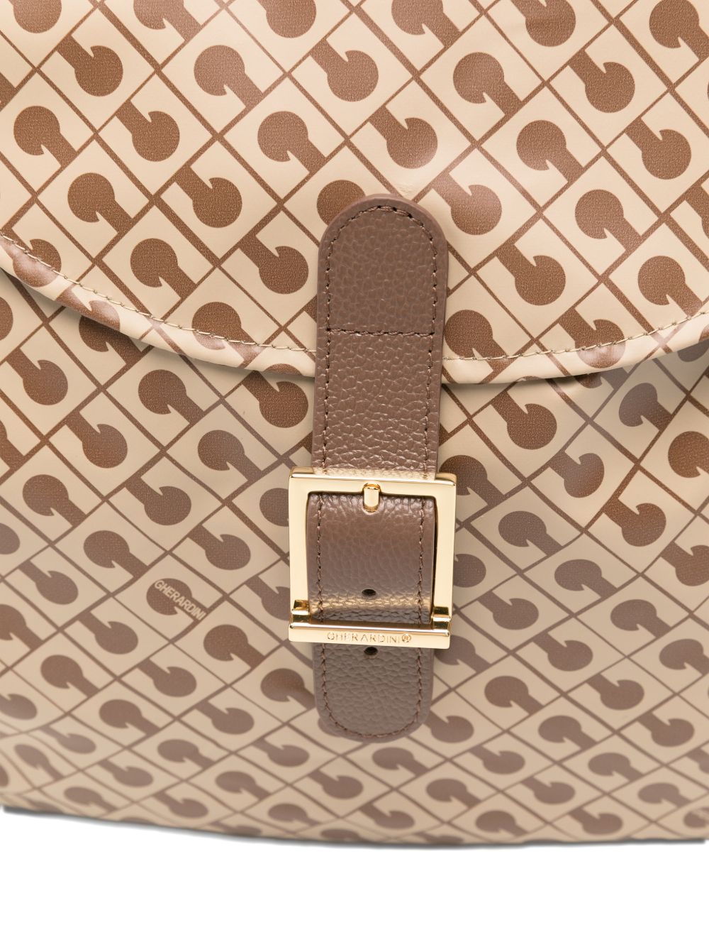 GHERARDINI Zaino Softy Tabacco con logo all-over marrone chiaro