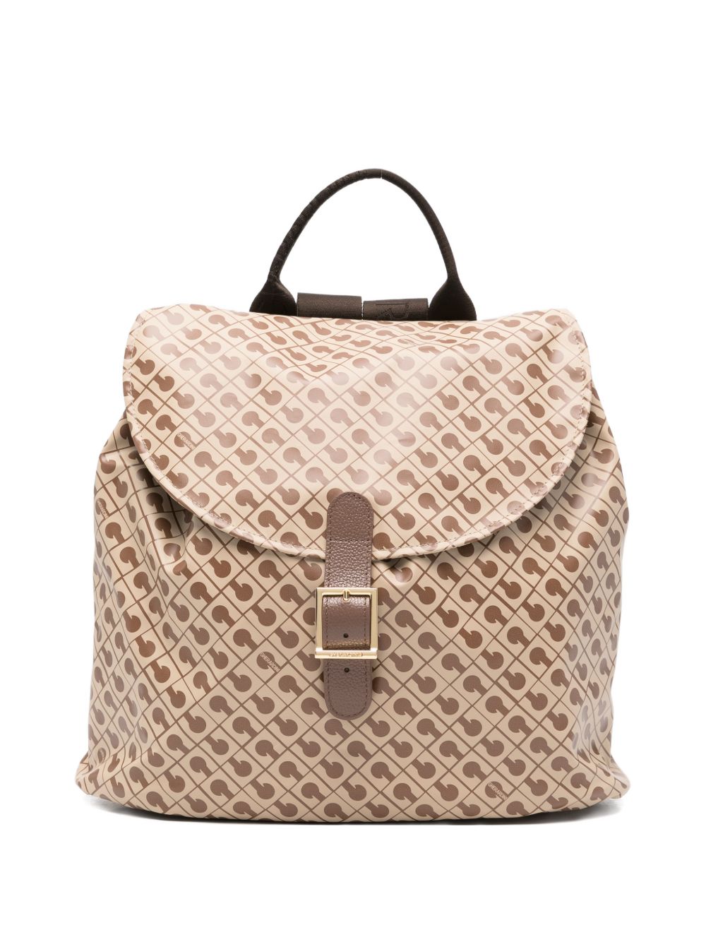 GHERARDINI Zaino Softy Tabacco con logo all-over marrone chiaro