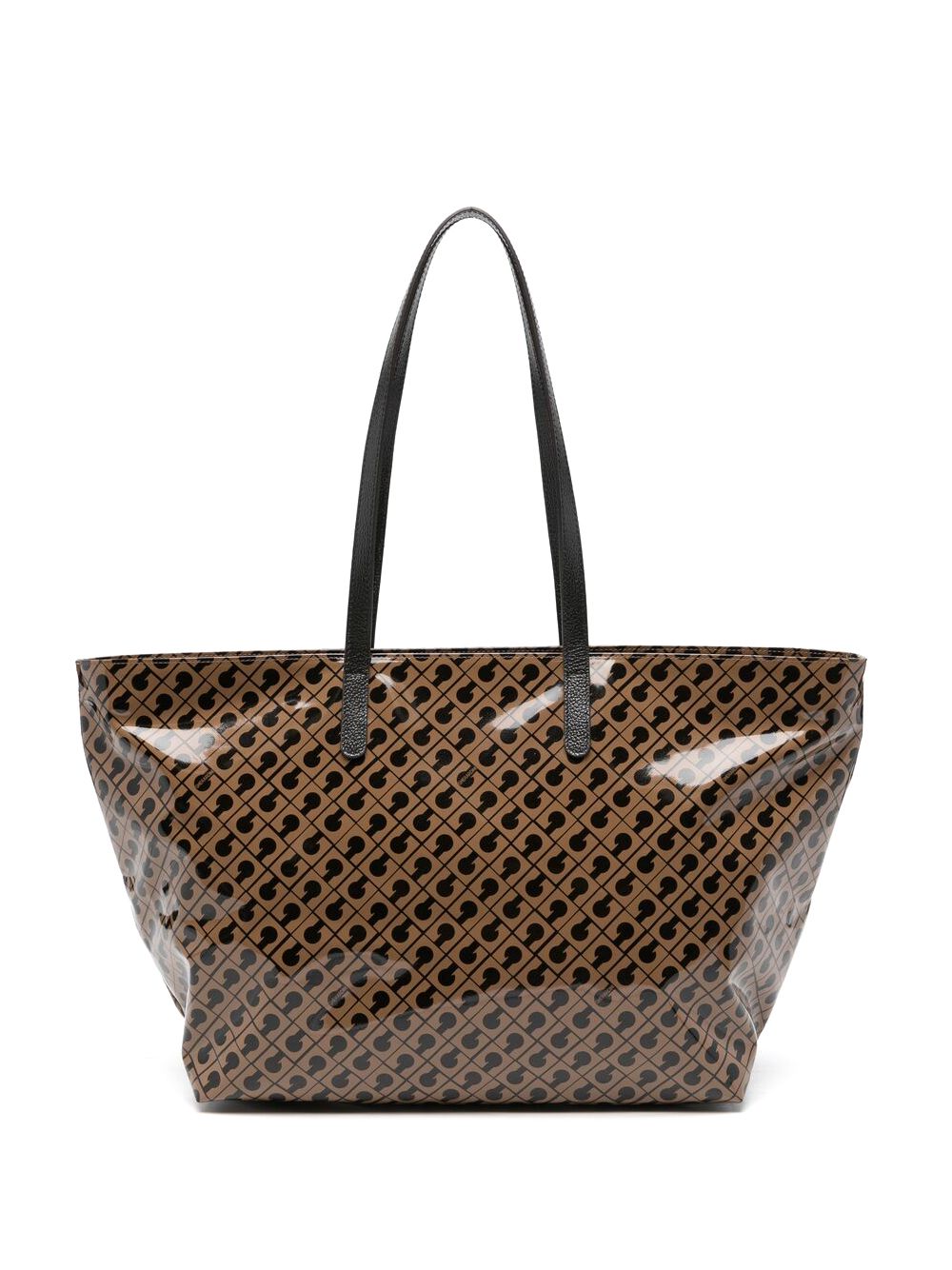 GHERARDINI Zaino marrone Softy Glossy con logo all-over