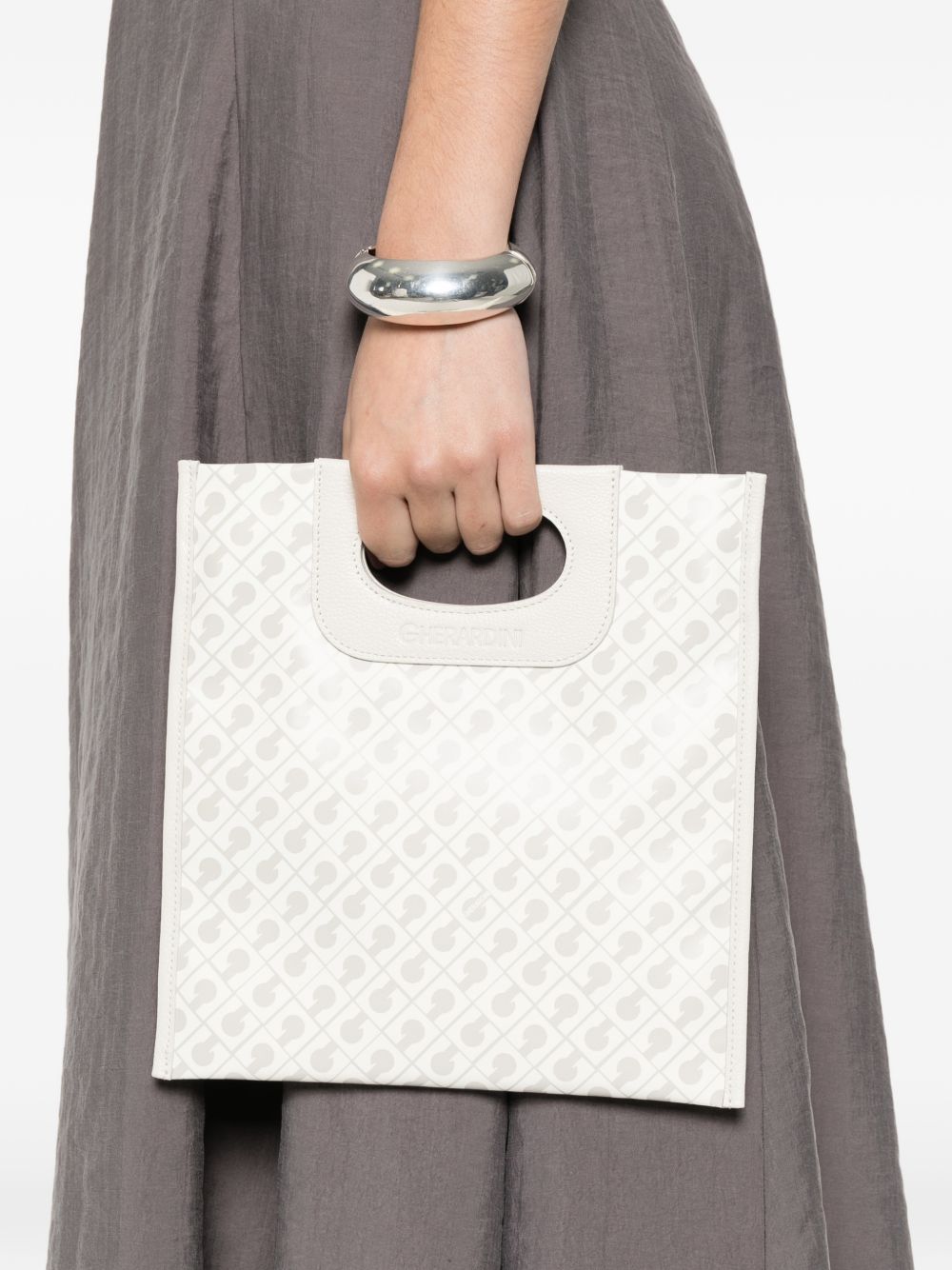 GHERARDINI Borsa bianca Softy Coconut con logo all-over