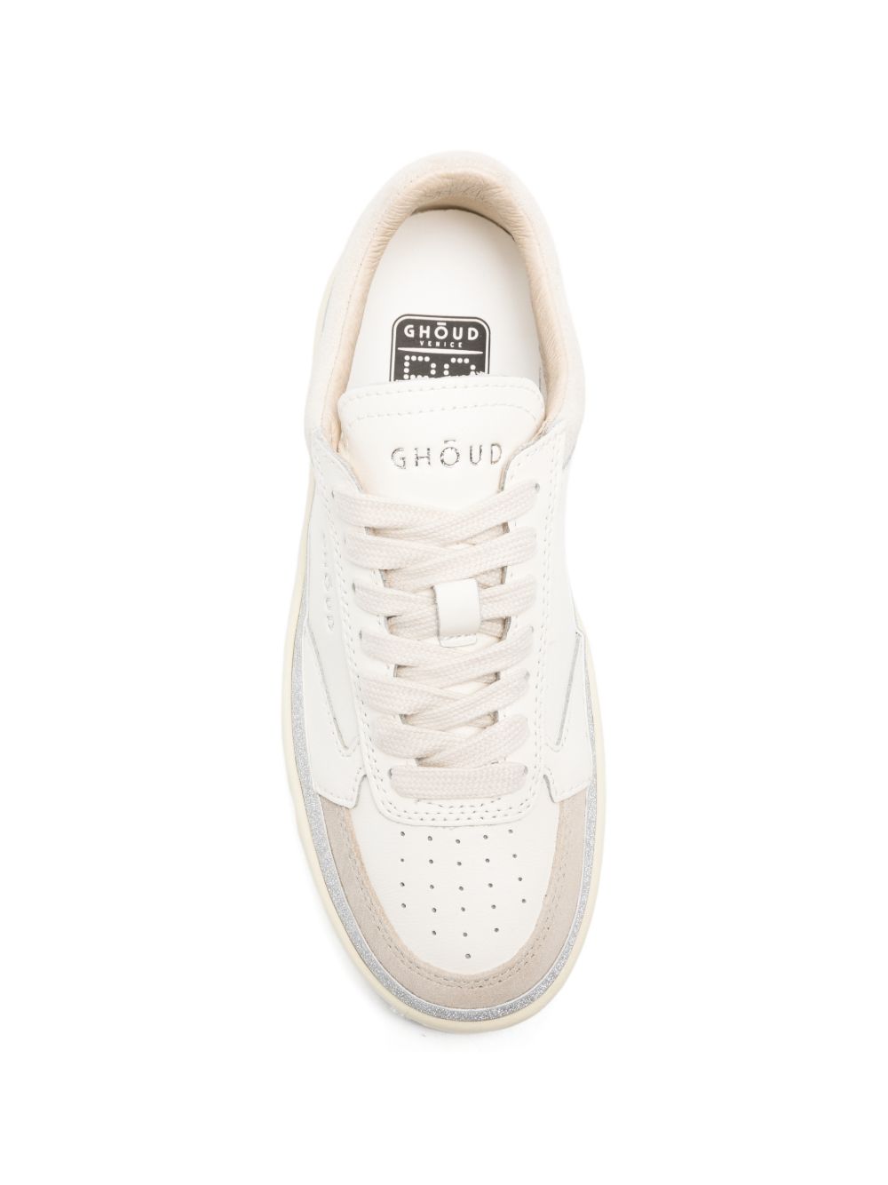 GHOUD Sneakers Pads in pelle bianca e grigia