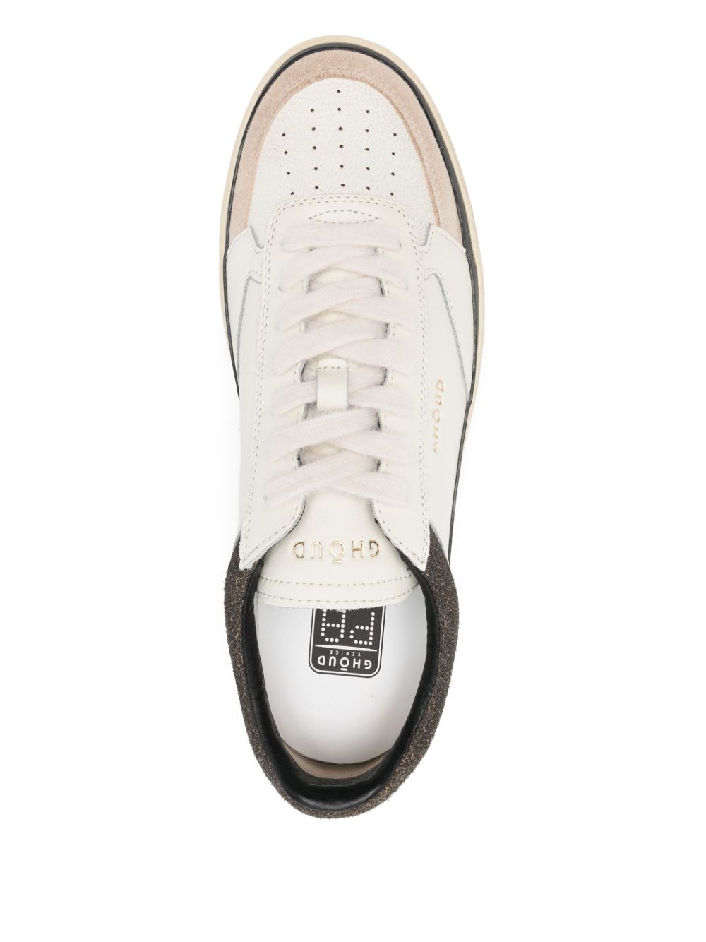 GHOUD Sneakers bianche e verdi con dettagli in suede beige