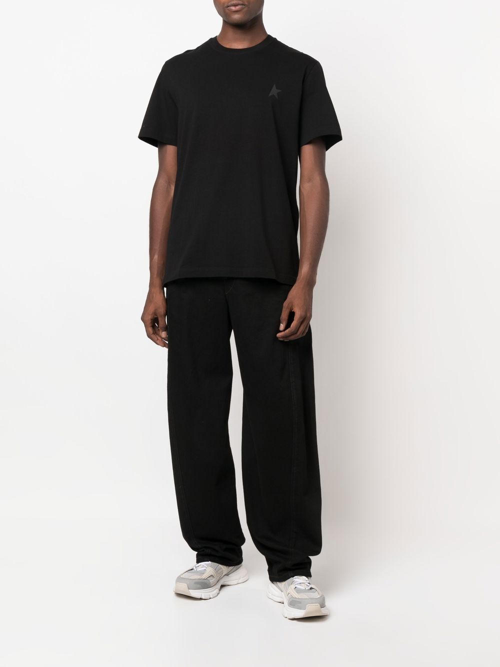 GOLDEN GOOSE T-shirt in cotone nero con stella