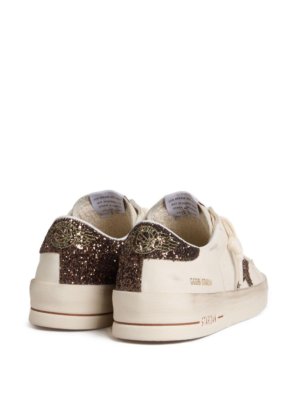 GOLDEN GOOSE Sneakers Stardan in pelle bianca con stella e talloncino in glitter