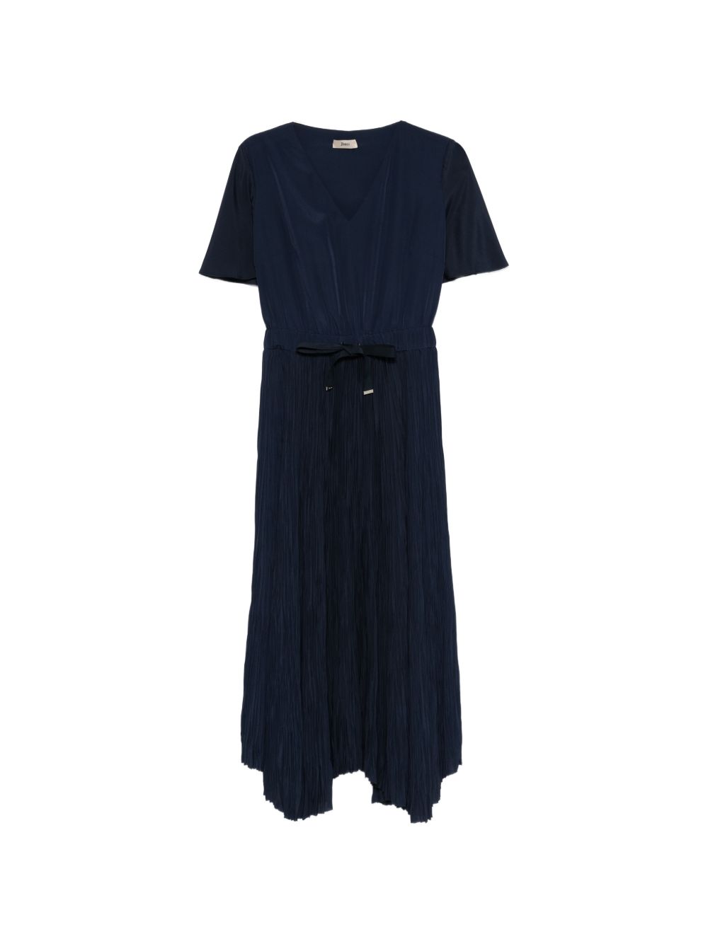 HERNO Abito lungo blu navy con gonna plissettata
