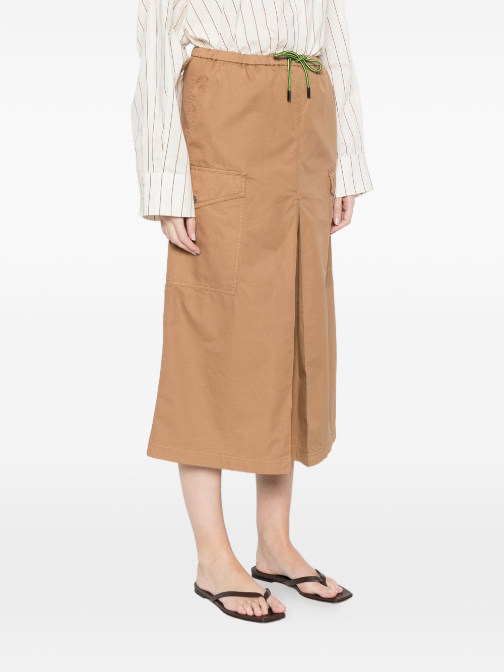 HERNO Gonna midi in cotone beige con tasche