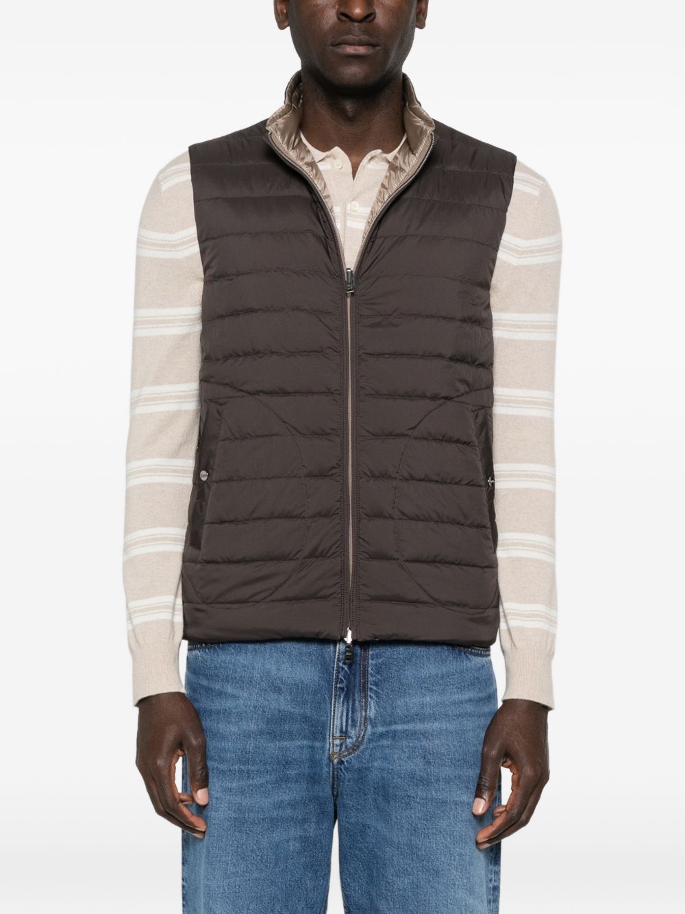 HERNO Gilet reversibile marrone imbottito