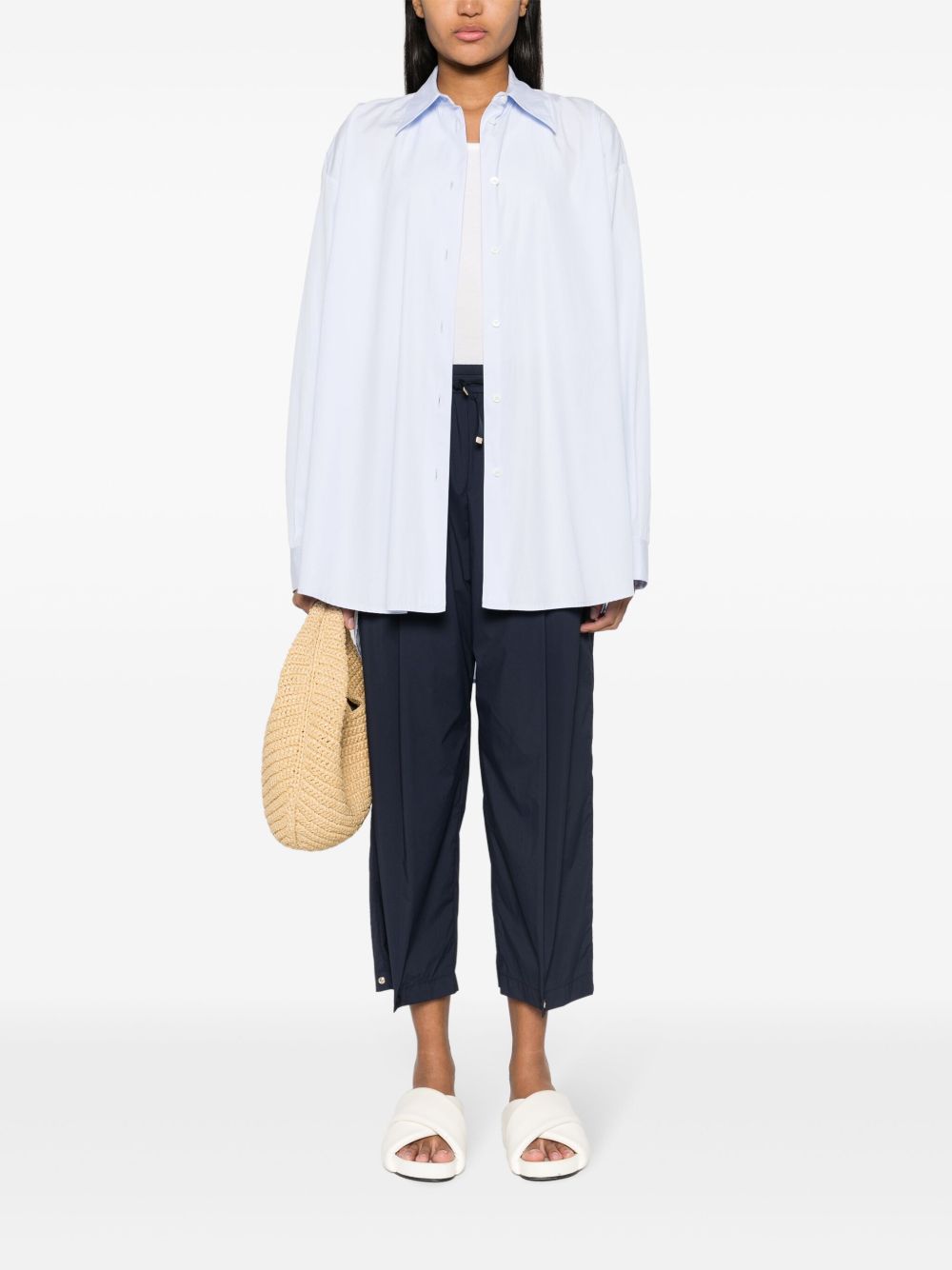 HERNO Pantaloni blu in tessuto tecnico leggero