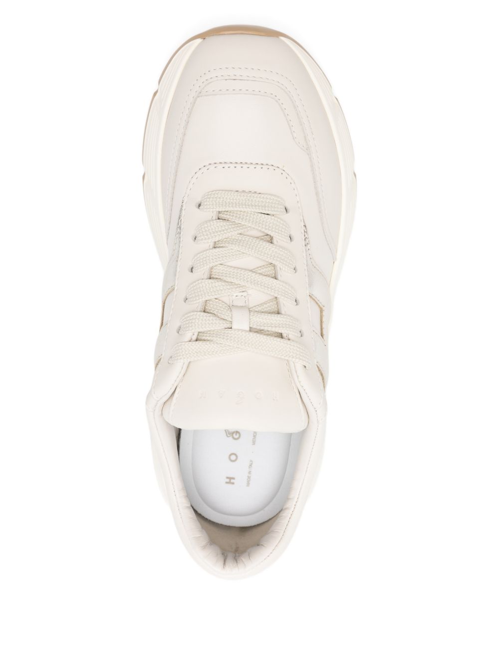 HOGAN Sneakers Hi-Fi in pelle avorio e argento