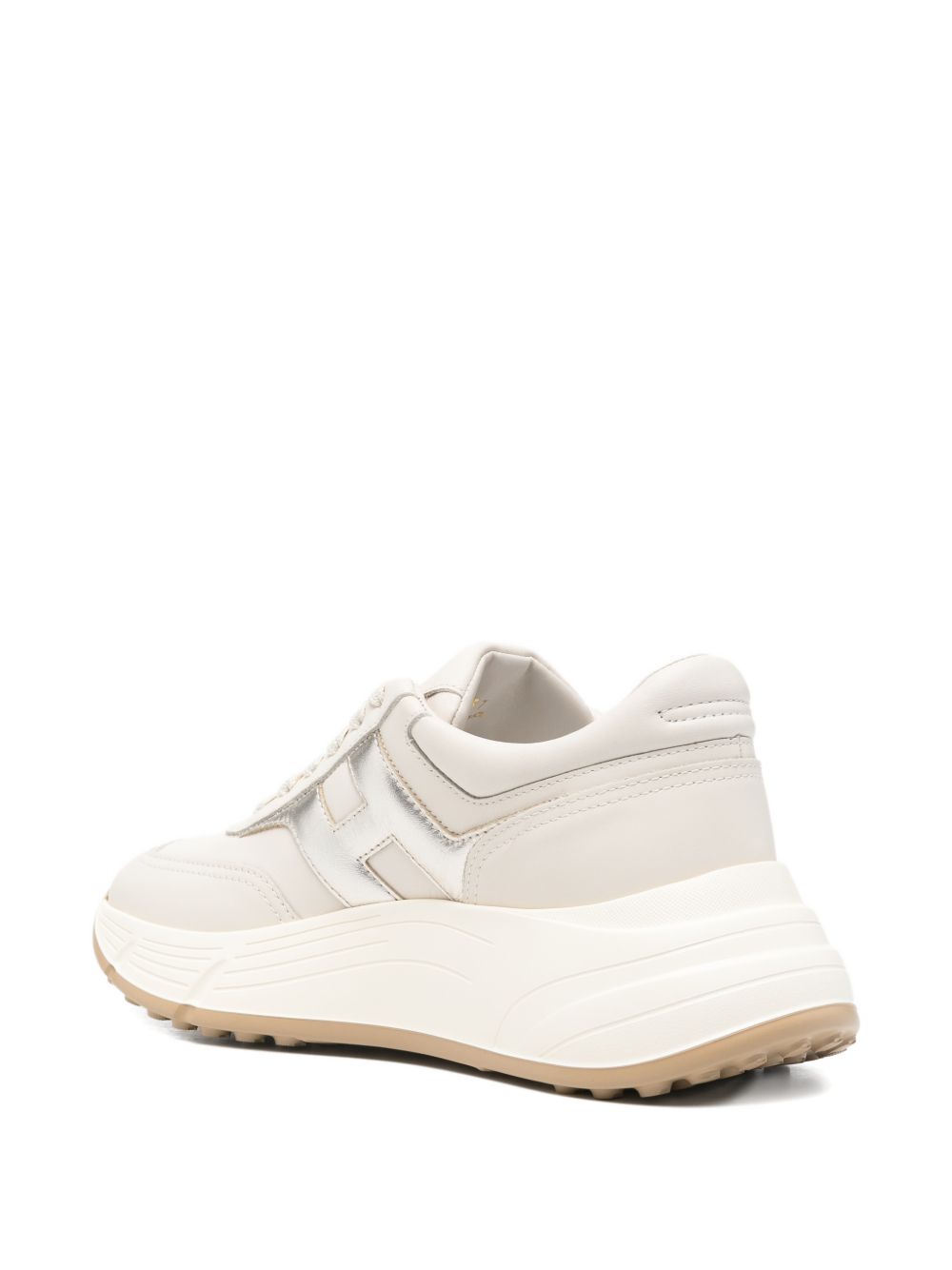 HOGAN Sneakers Hi-Fi in pelle avorio e argento