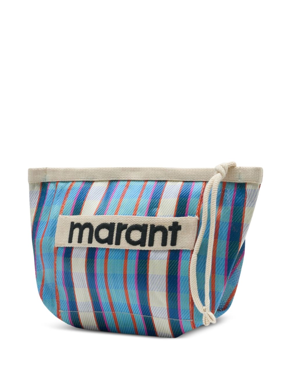 ISABEL MARANT Pochette a righe blu e bianche con logo