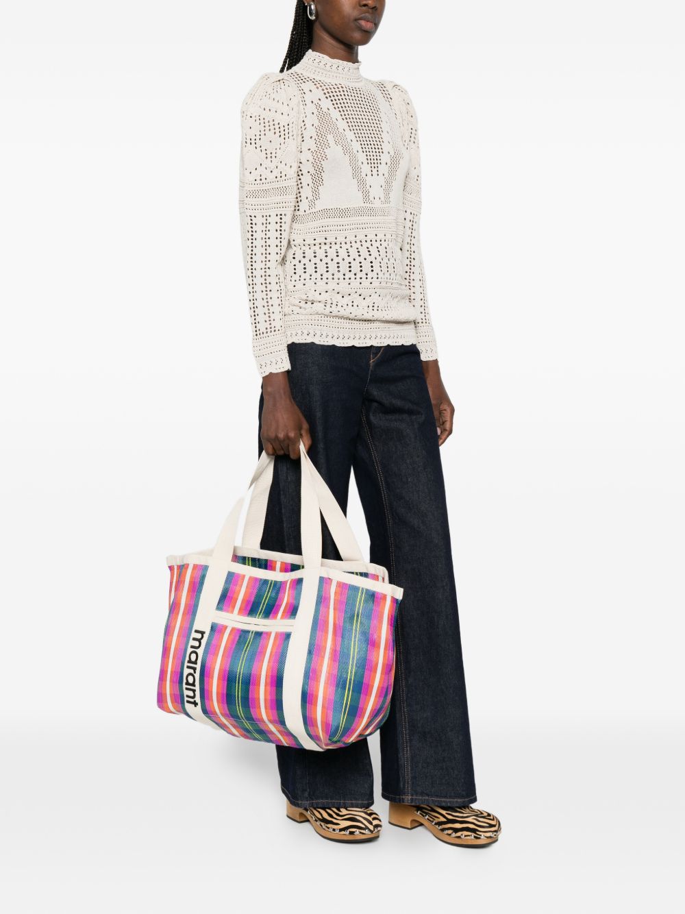 ISABEL MARANT Borsa shopping Darwen a righe multicolori