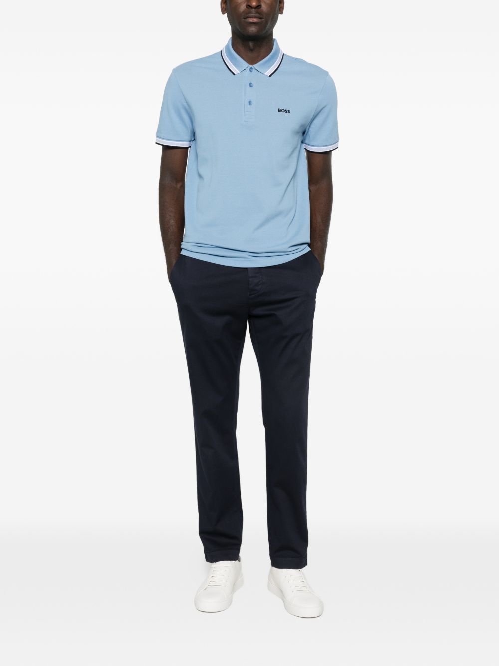 JACOB COHEN Pantaloni blu scuro in cotone con chiusura a bottoni