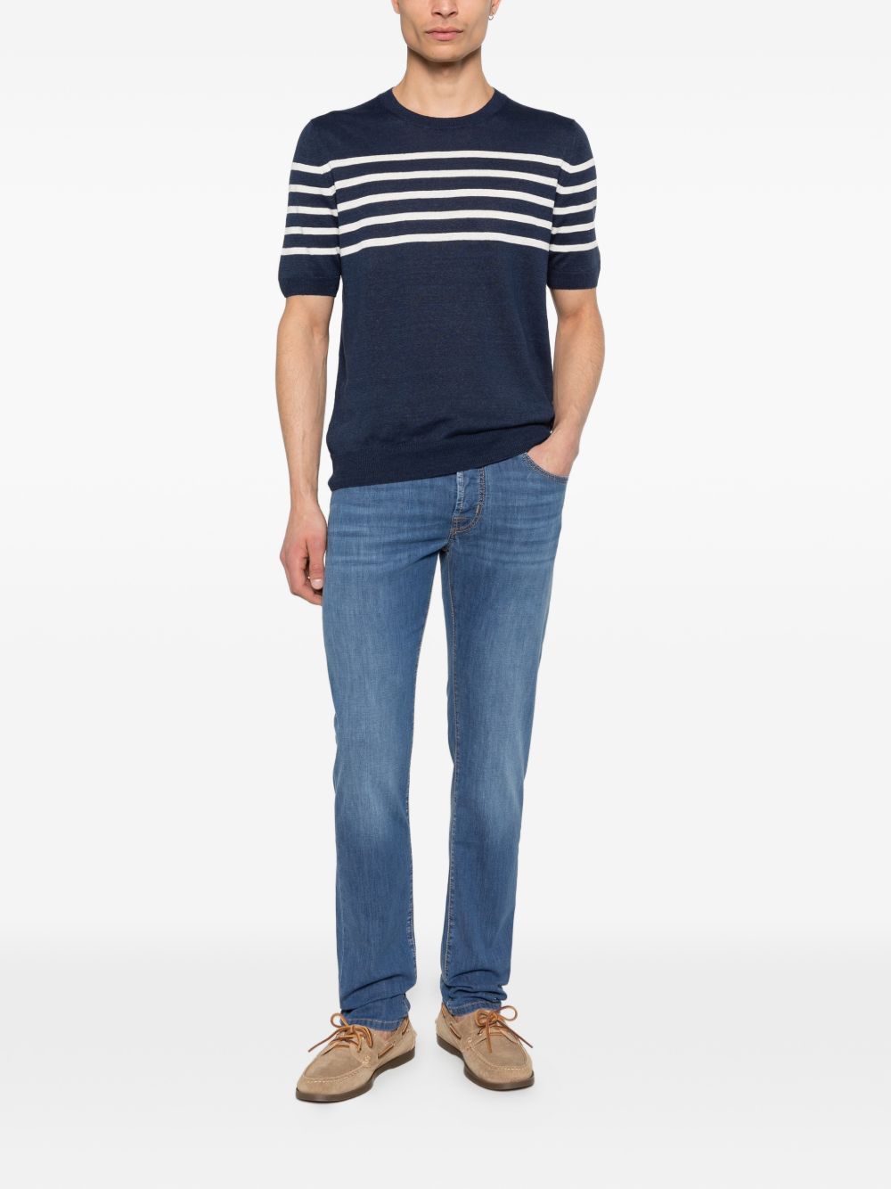 JACOB COHEN Jeans skinny in blu denim con fazzoletto