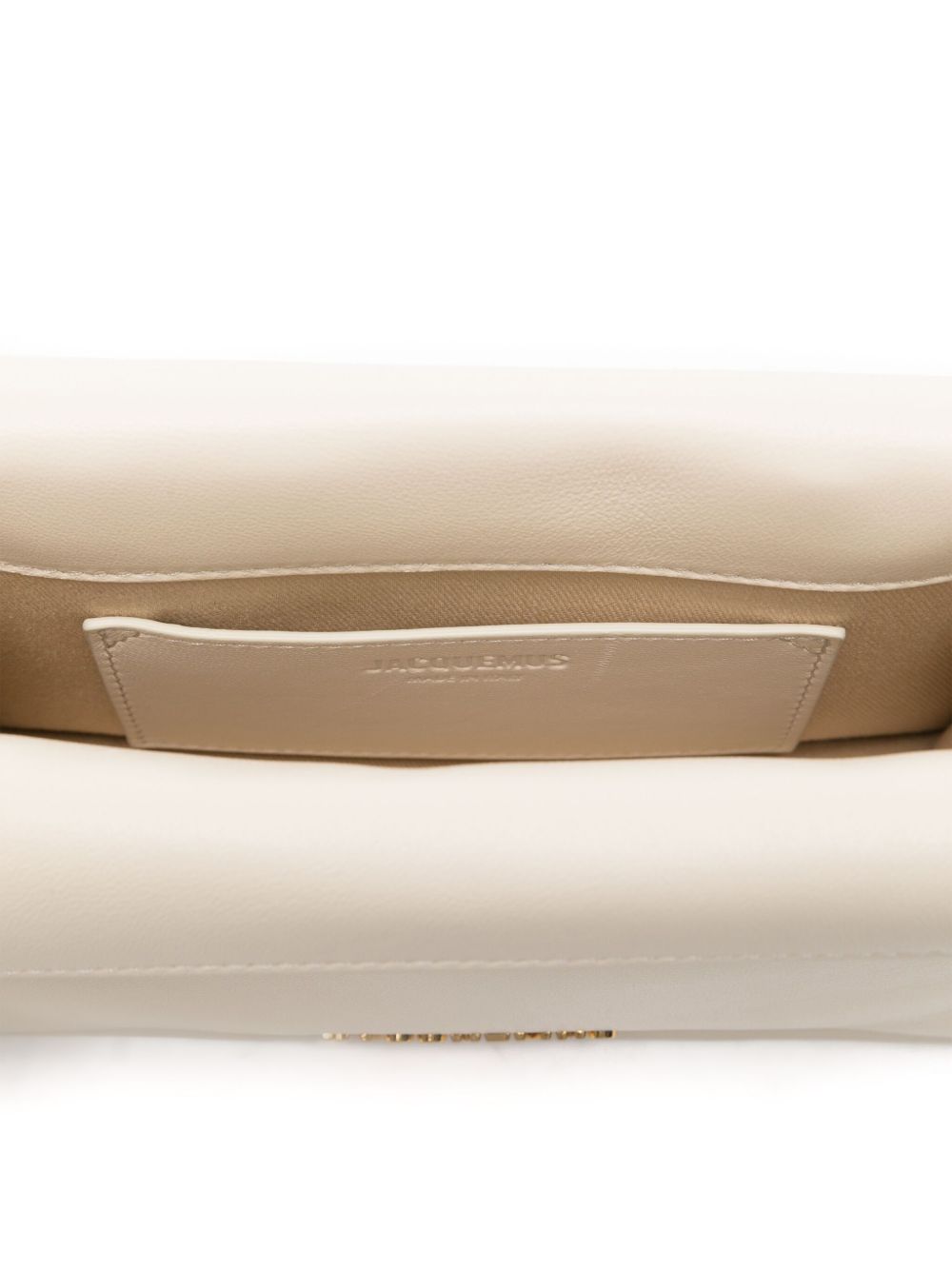 JACQUEMUS Pochette Ronde Carré beige in pelle