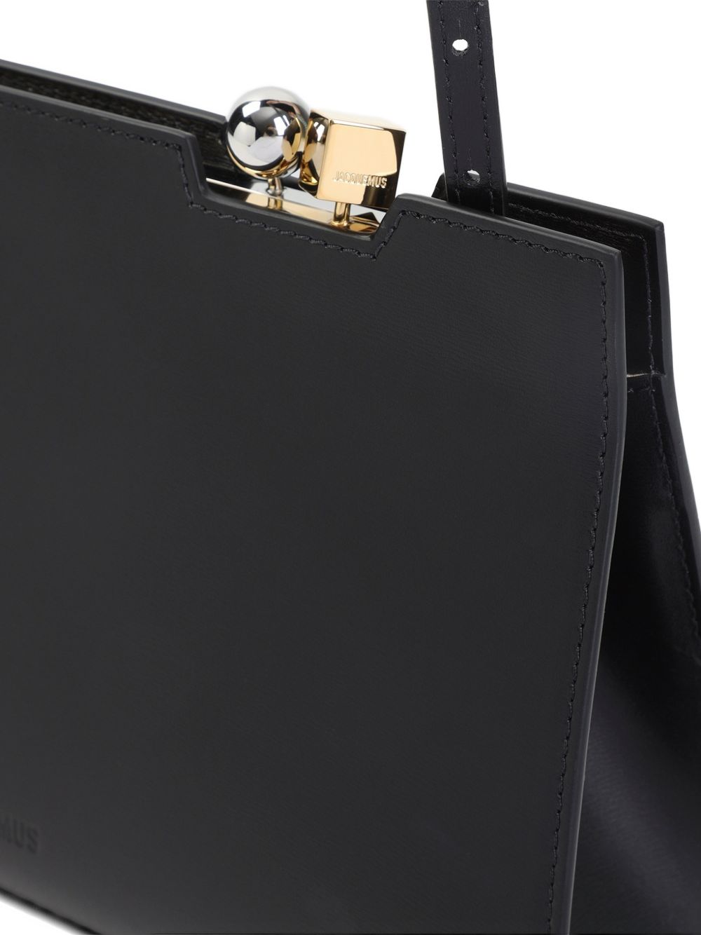 JACQUEMUS Borsa a spalla nera in pelle 'Le Salon'