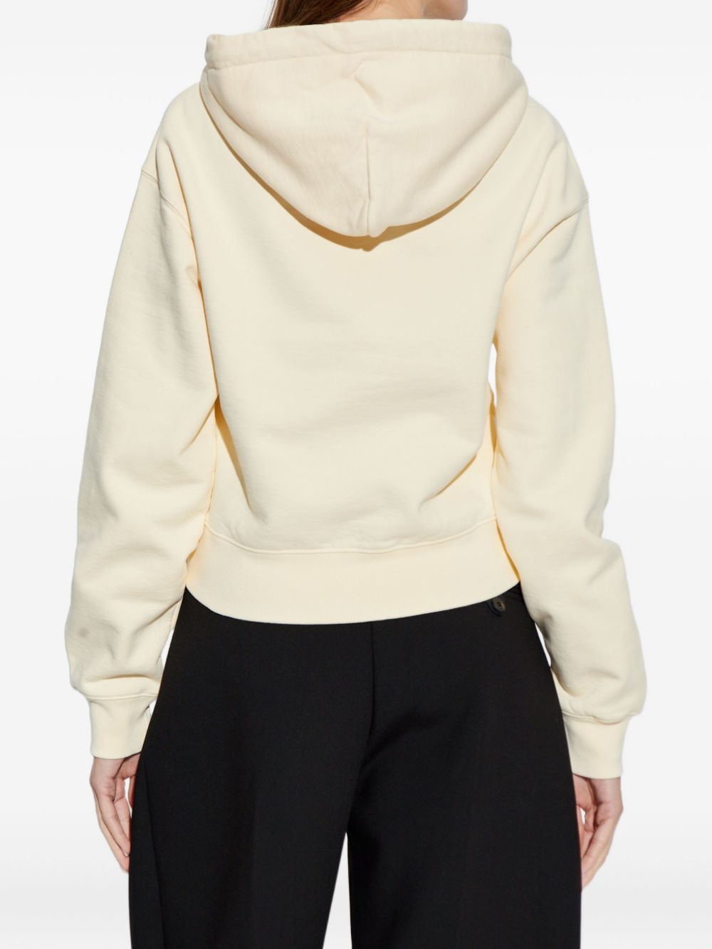 JACQUEMUS Felpa Gros Grain beige in cotone con cappuccio
