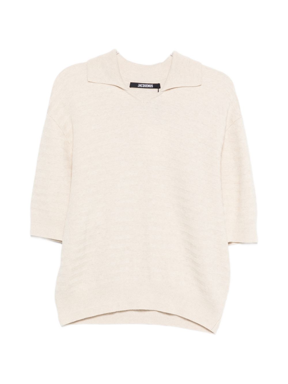 JACQUEMUS Polo in maglia in cotone e seta beige